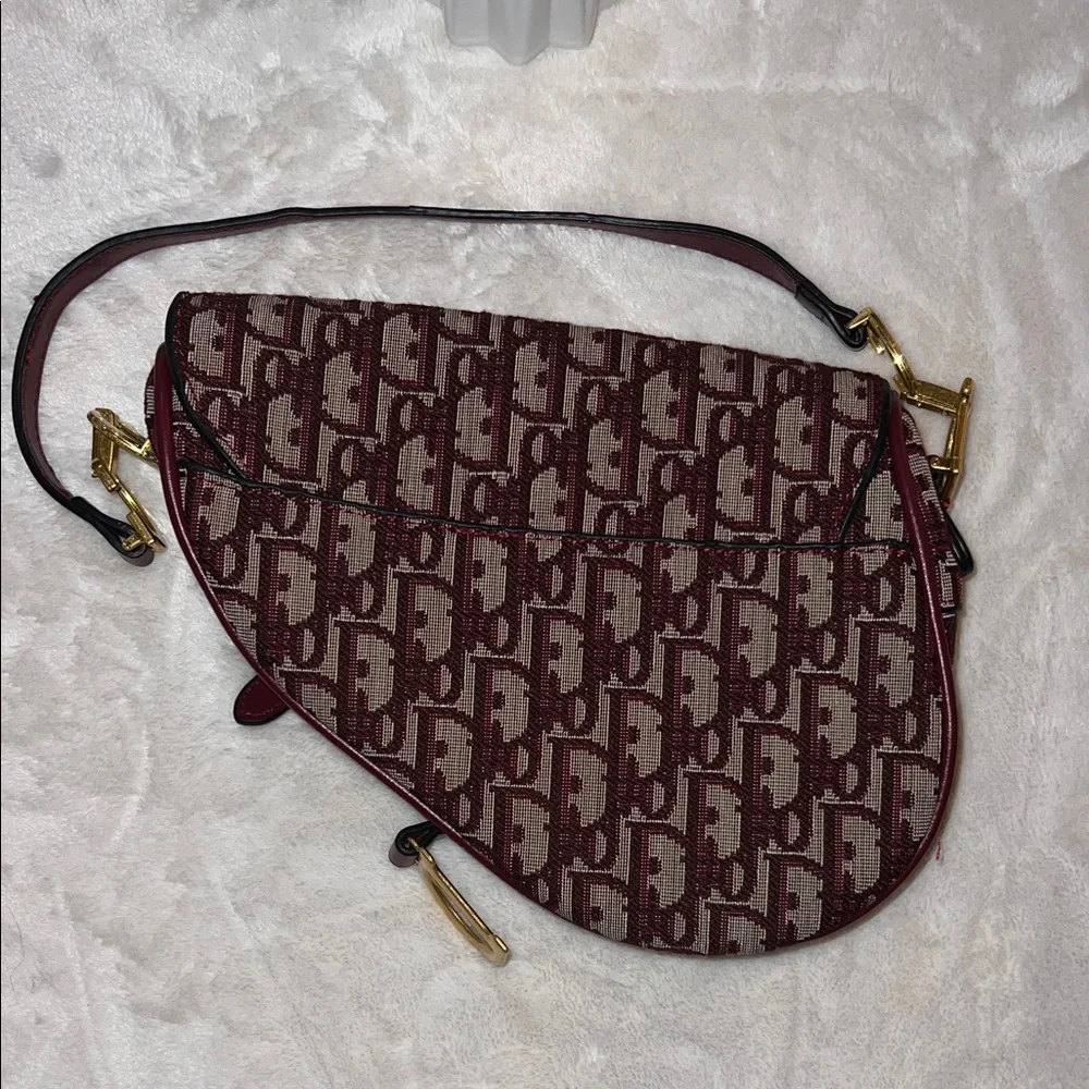 Dior Burgundy Monogram Saddle Bag - Picture 4 of 4